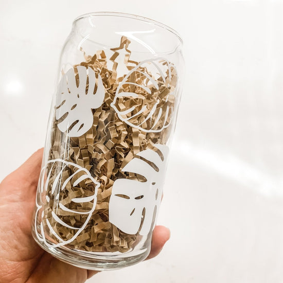 16 oz Beer Can Glass | Monstera Leaves - sonder and wolf