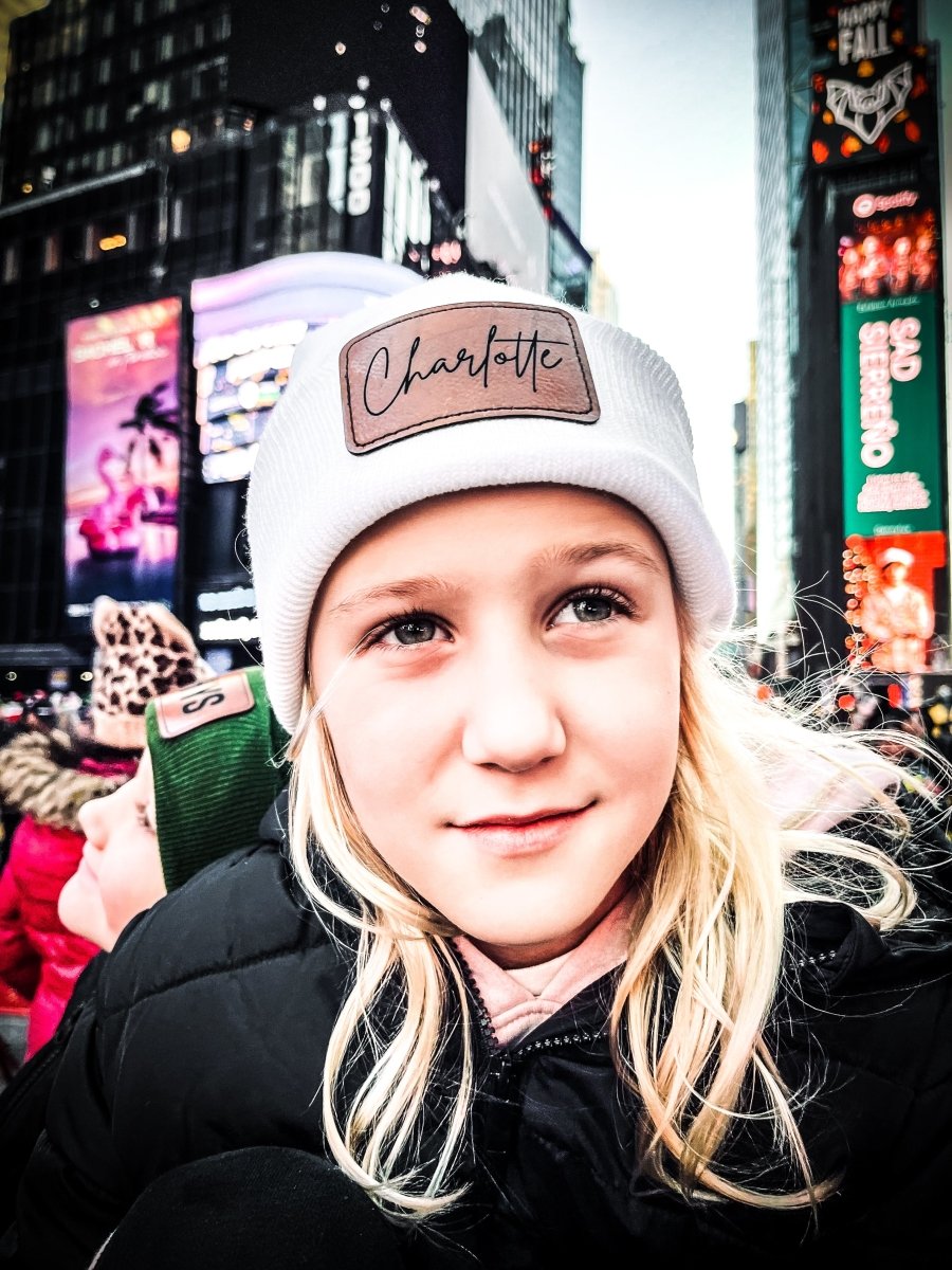 Personalized Beanie with Engraved Leather Patch - sonder and wolf