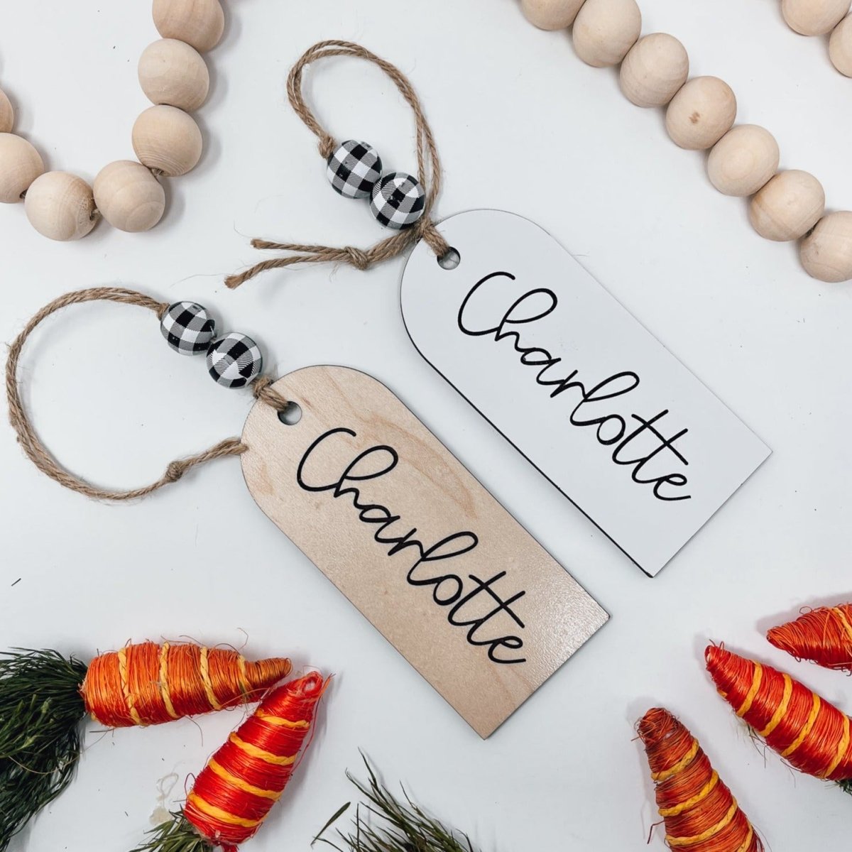 Personalized Engraved Wood Name Tags - sonder and wolf