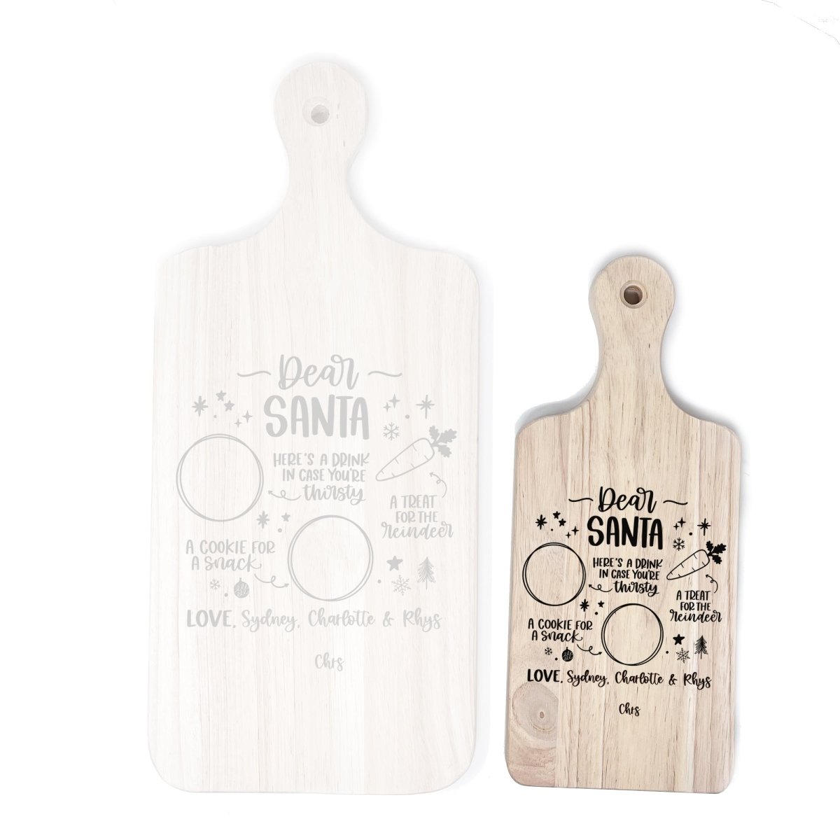 Personalized wood Santa tray cutting board - Santa treat board - sonder and wolf