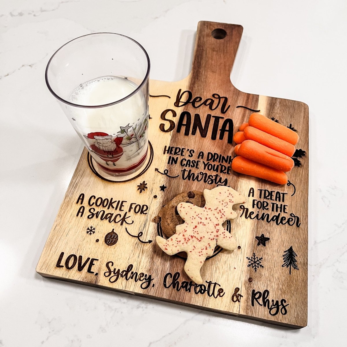 Personalized wood Santa tray cutting board - Santa treat board - sonder and wolf