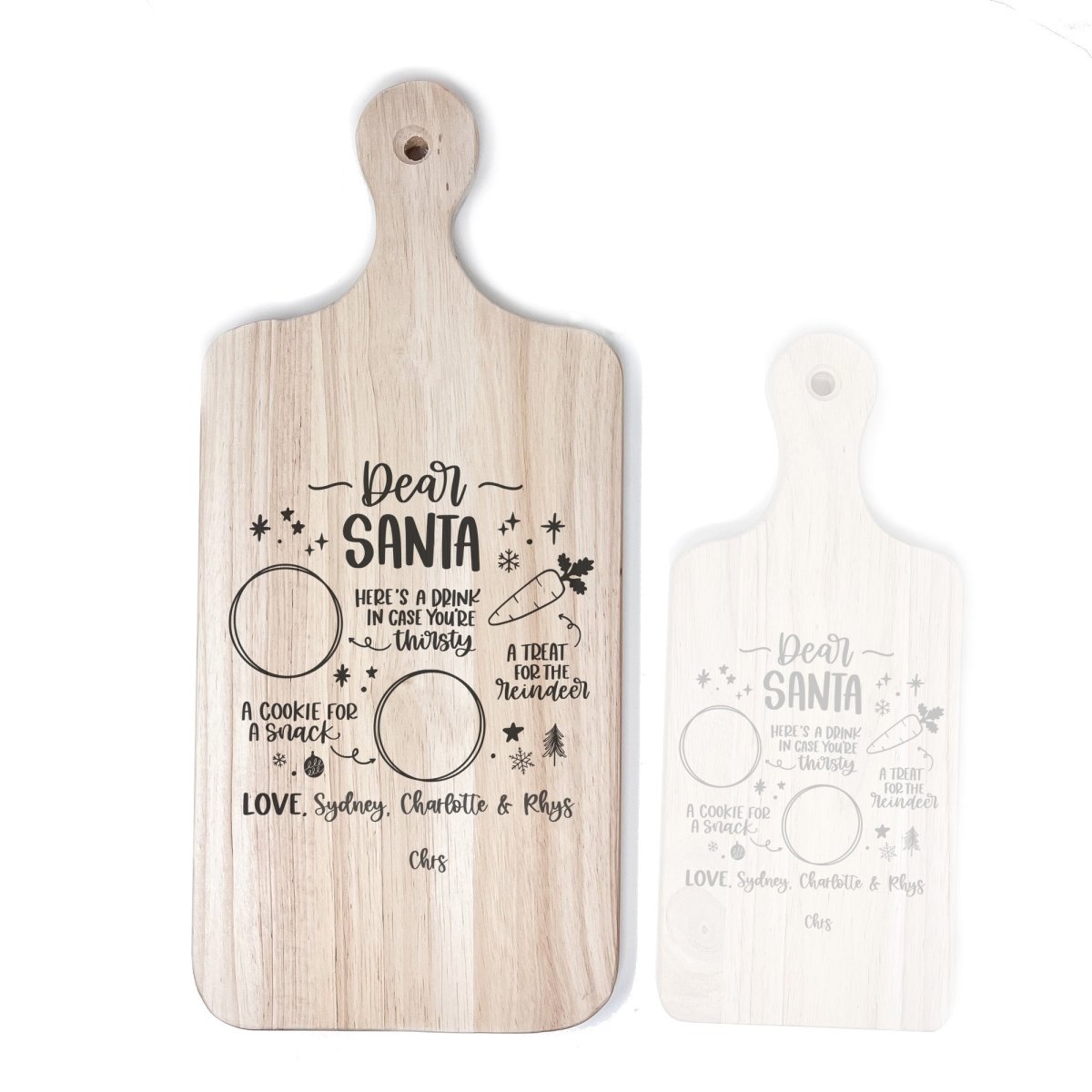 Personalized wood Santa tray cutting board - Santa treat board - sonder and wolf