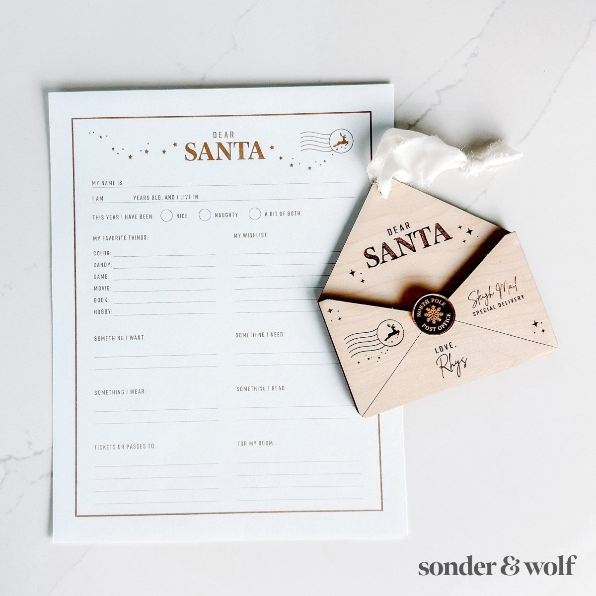 Santa Letter Wooden Envelope Custom Engraved - sonder and wolf