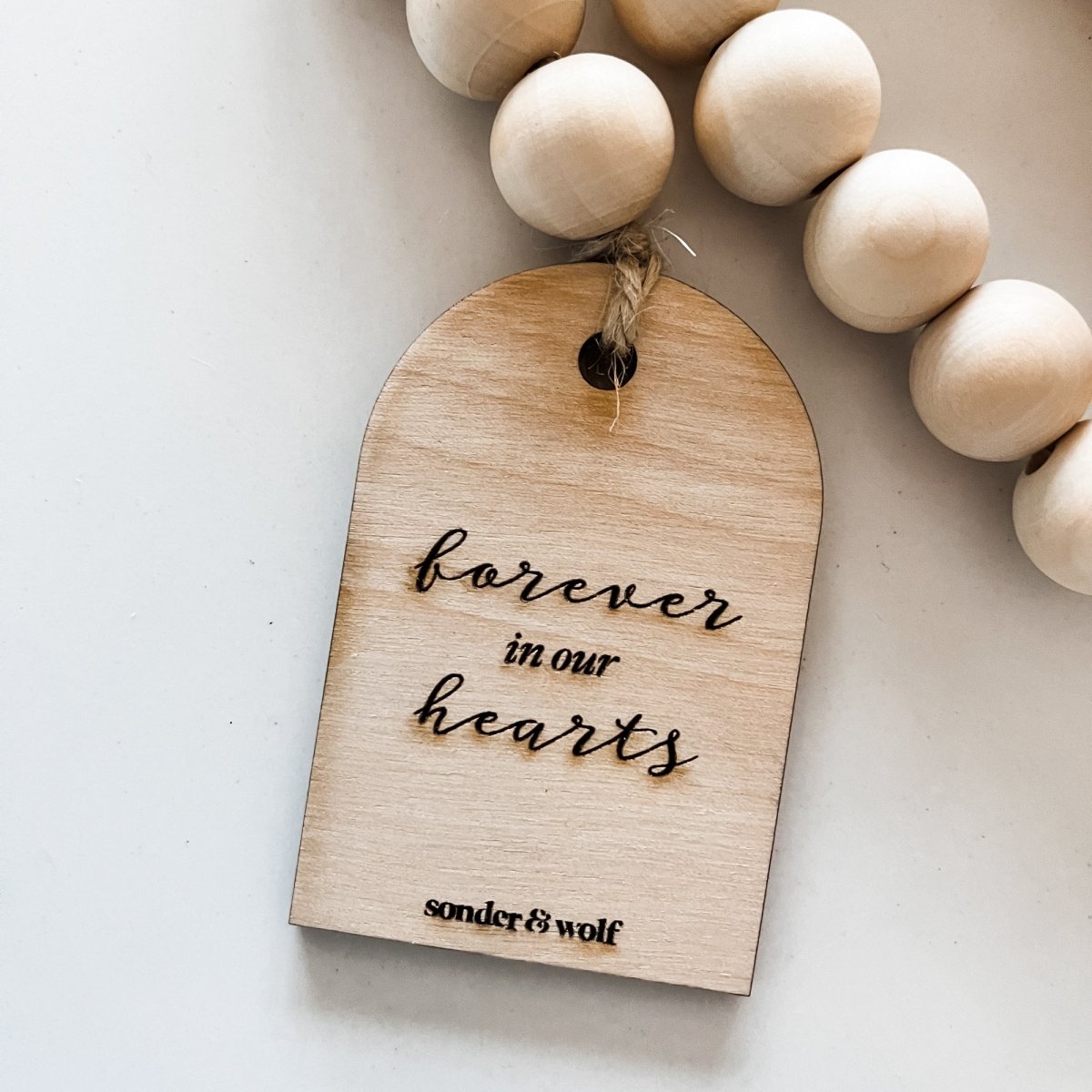 Wood Bead Garland with Forever in our Hearts Tag - sonder and wolf
