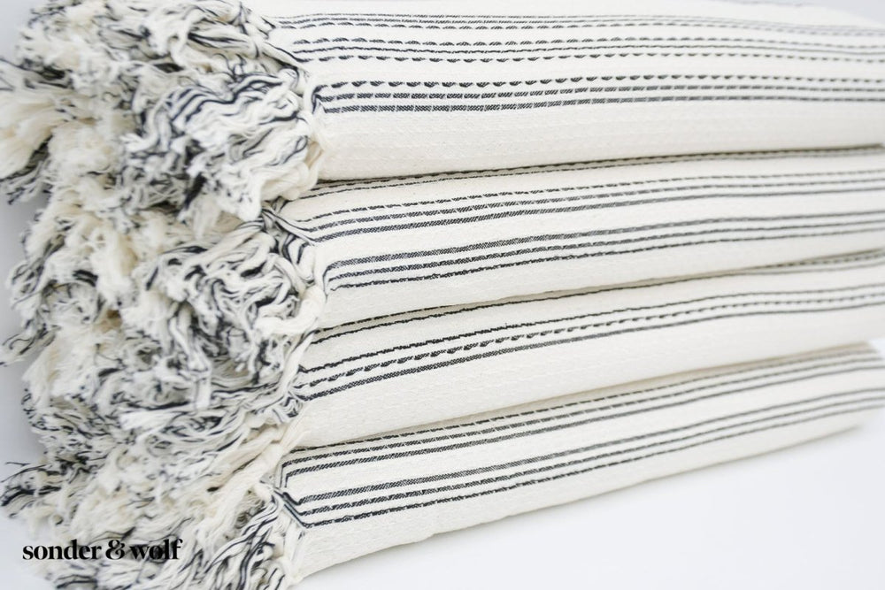 
                  
                    Black & White 3 Stripe | Beach Towel - sonder and wolf
                  
                