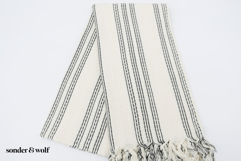 
                  
                    Black & White 3 Stripe | Beach Towel - sonder and wolf
                  
                