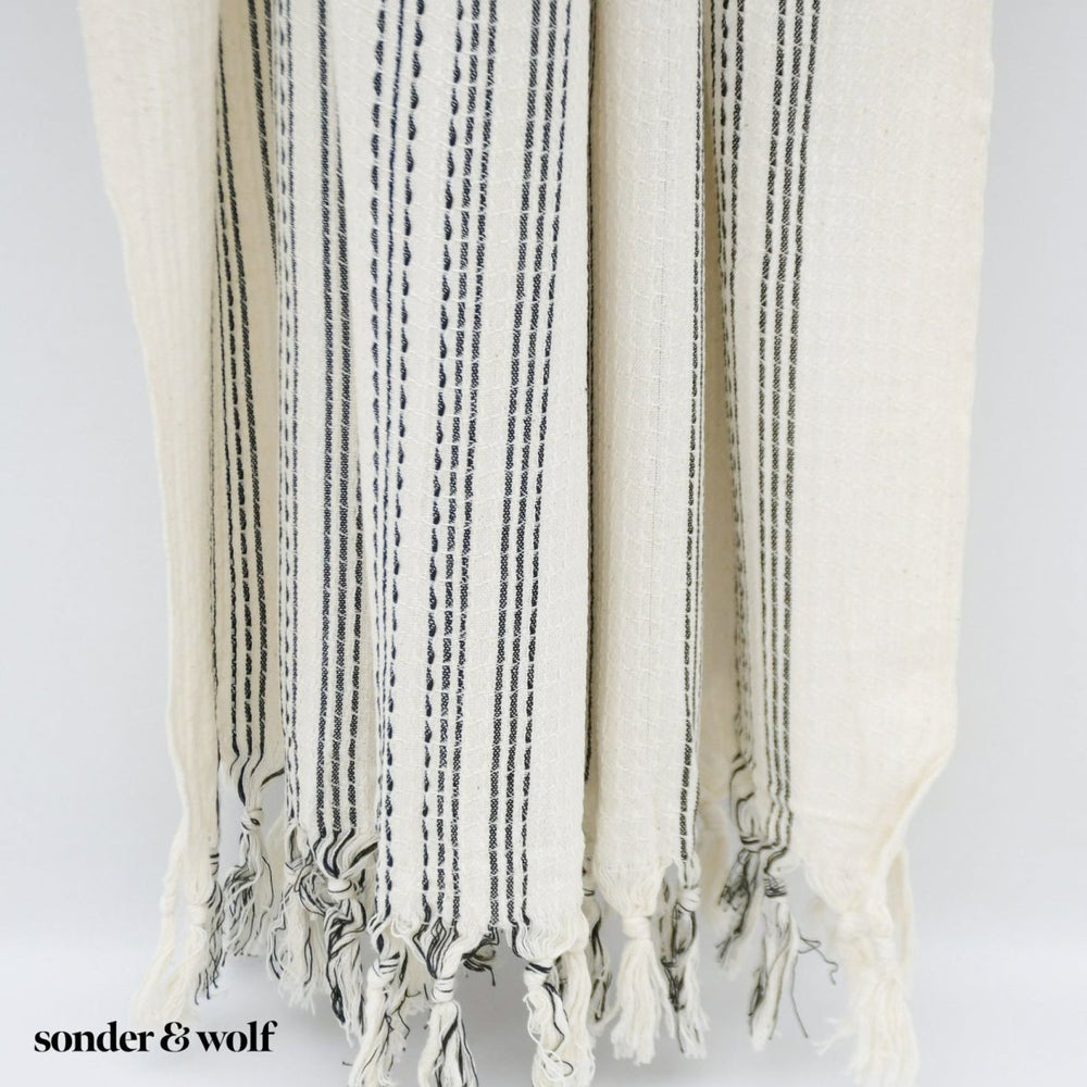 
                  
                    Black & White 3 Stripe | Beach Towel - sonder and wolf
                  
                
