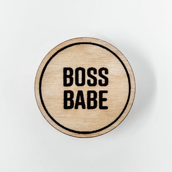 Load image into Gallery viewer, Boss Babe Wood Pin - sonder and wolf
