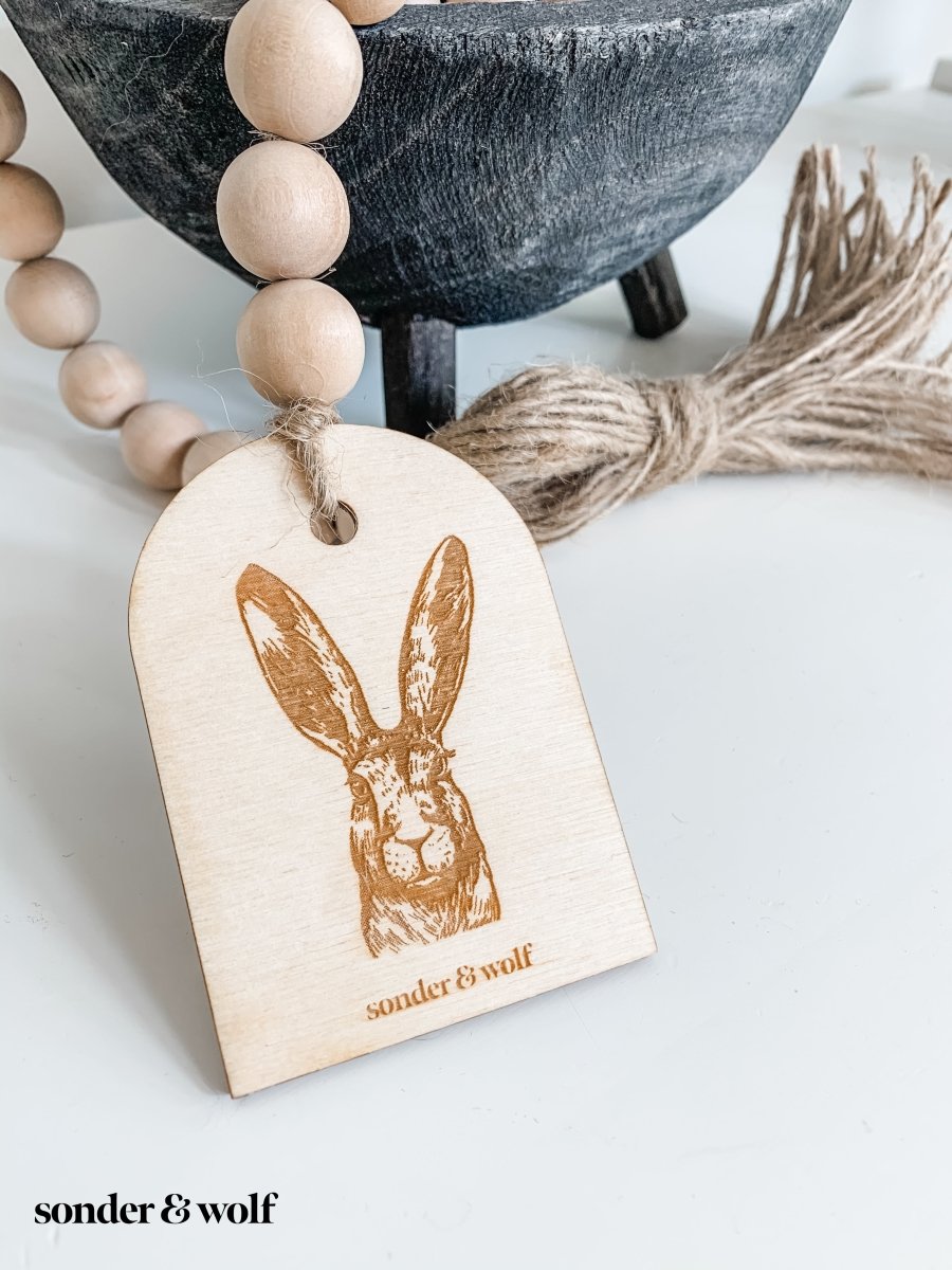 Bunny Wood Bead Garland with Jute Tassel - sonder and wolf