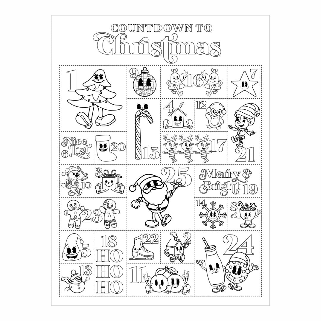 Christmas Coloring Countdown Poster - sonder and wolf