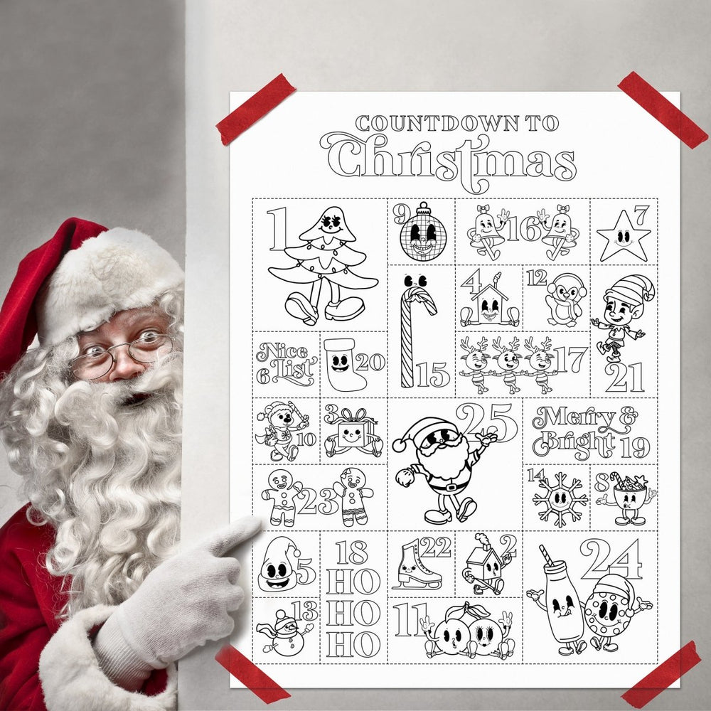 Christmas Coloring Countdown Poster - sonder and wolf