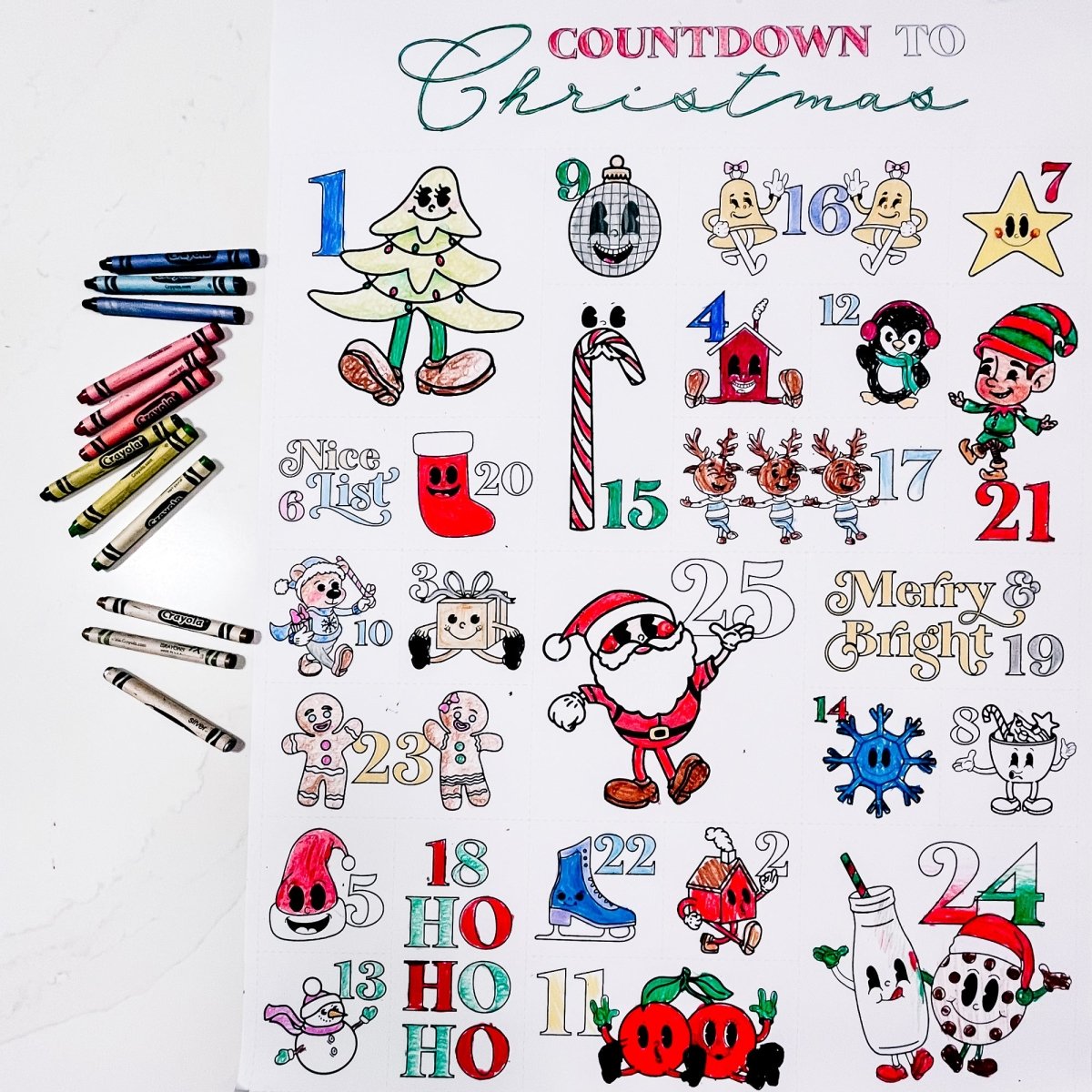 Christmas Coloring Countdown Poster - sonder and wolf
