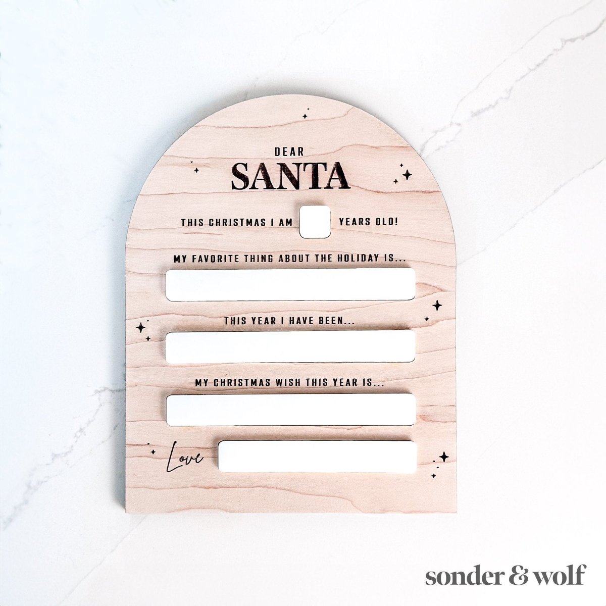 Dear Santa Dry Erase Christmas Sign - sonder and wolf