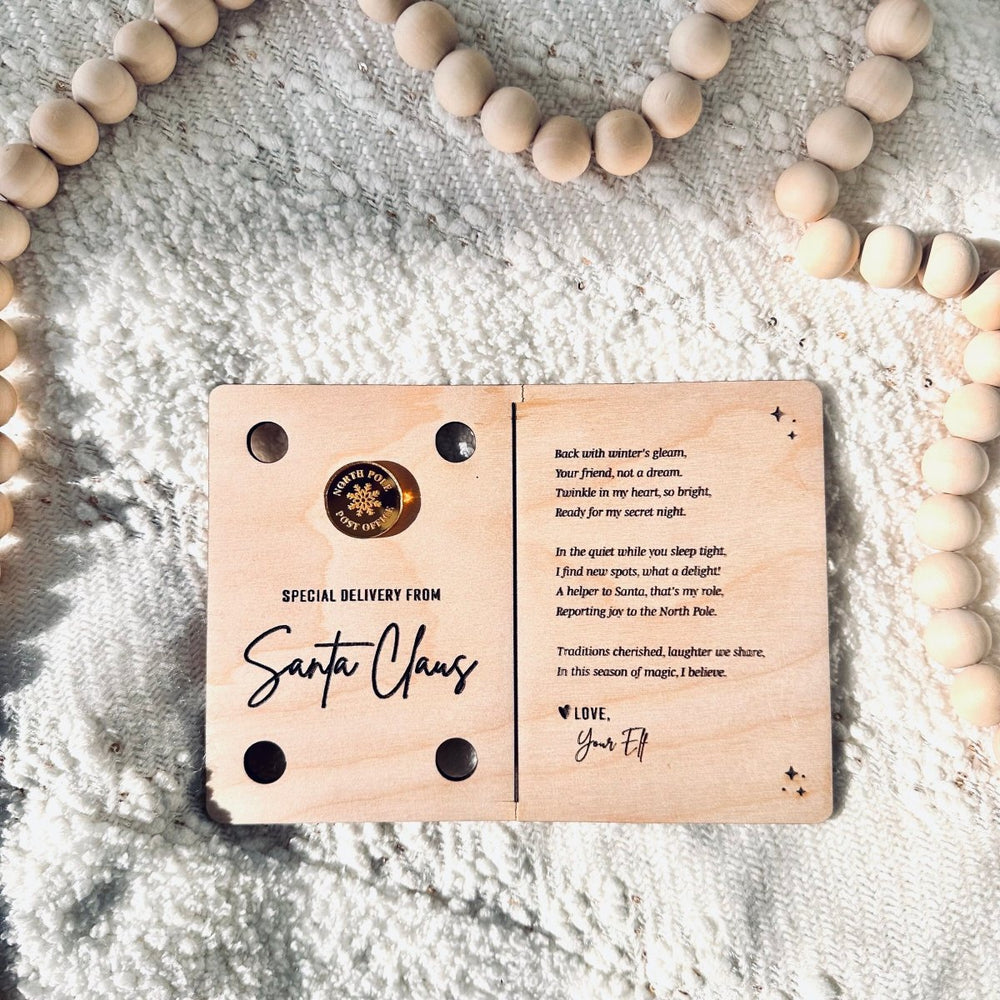 
                  
                    Elf Arrival Personalised Wooden Postcard - sonder and wolf
                  
                