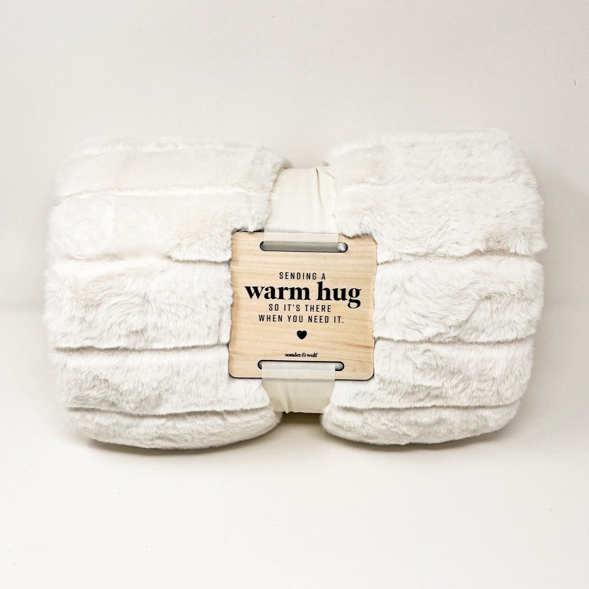 Faux Fur Blanket with Warm Hug Wooden Tag - sonder and wolf