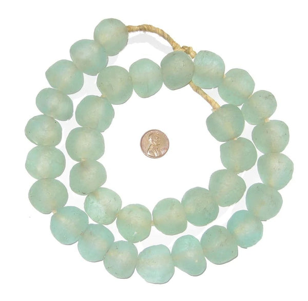 Whitewashed Wood Bead Garland with Jumbo Aqua Recycled Glass Beads – sonder  and wolf