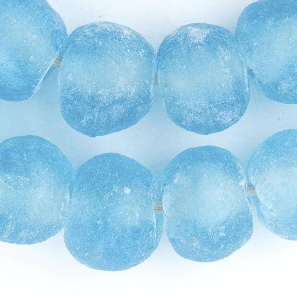 Jumbo Baby Blue Recycled Glass Beads Garland - sonder and wolf