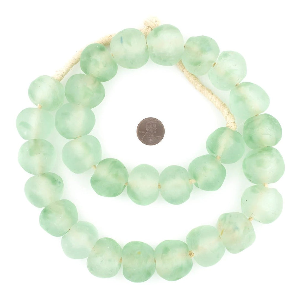 Whitewashed Wood Bead Garland with Jumbo Aqua Recycled Glass Beads – sonder  and wolf