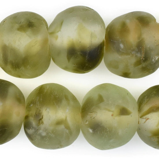 Jumbo Olive Green Recycled Glass Beads Garland - sonder and wolf