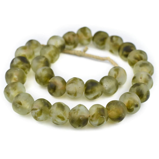 Jumbo Olive Green Recycled Glass Beads Garland - sonder and wolf
