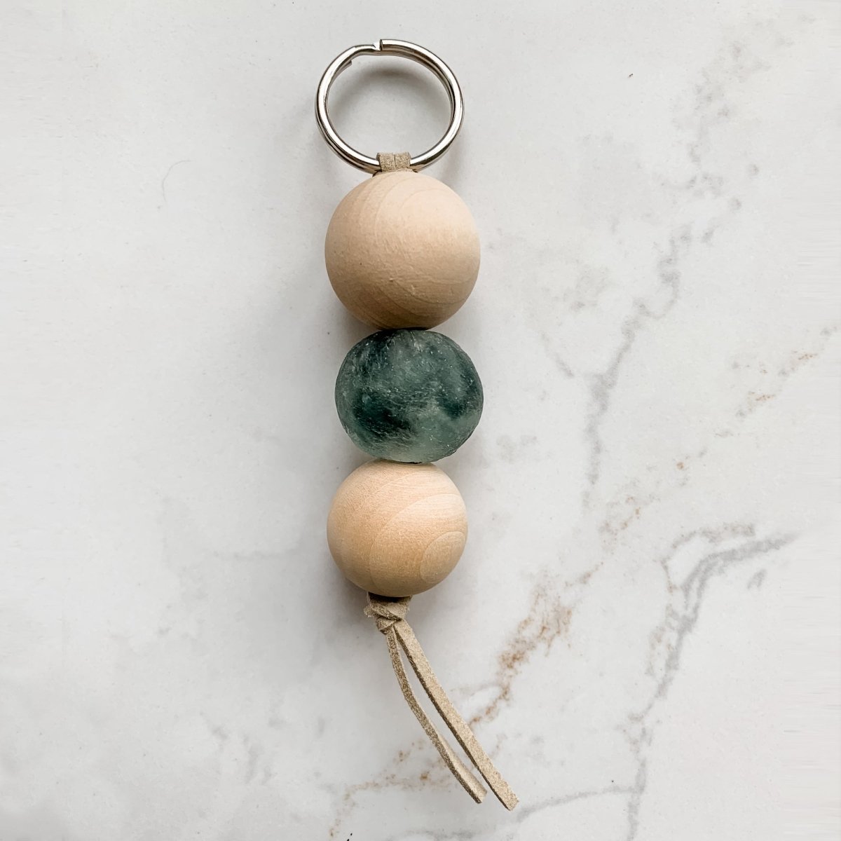 Keychain with Recycled Glass Beads - sonder and wolf