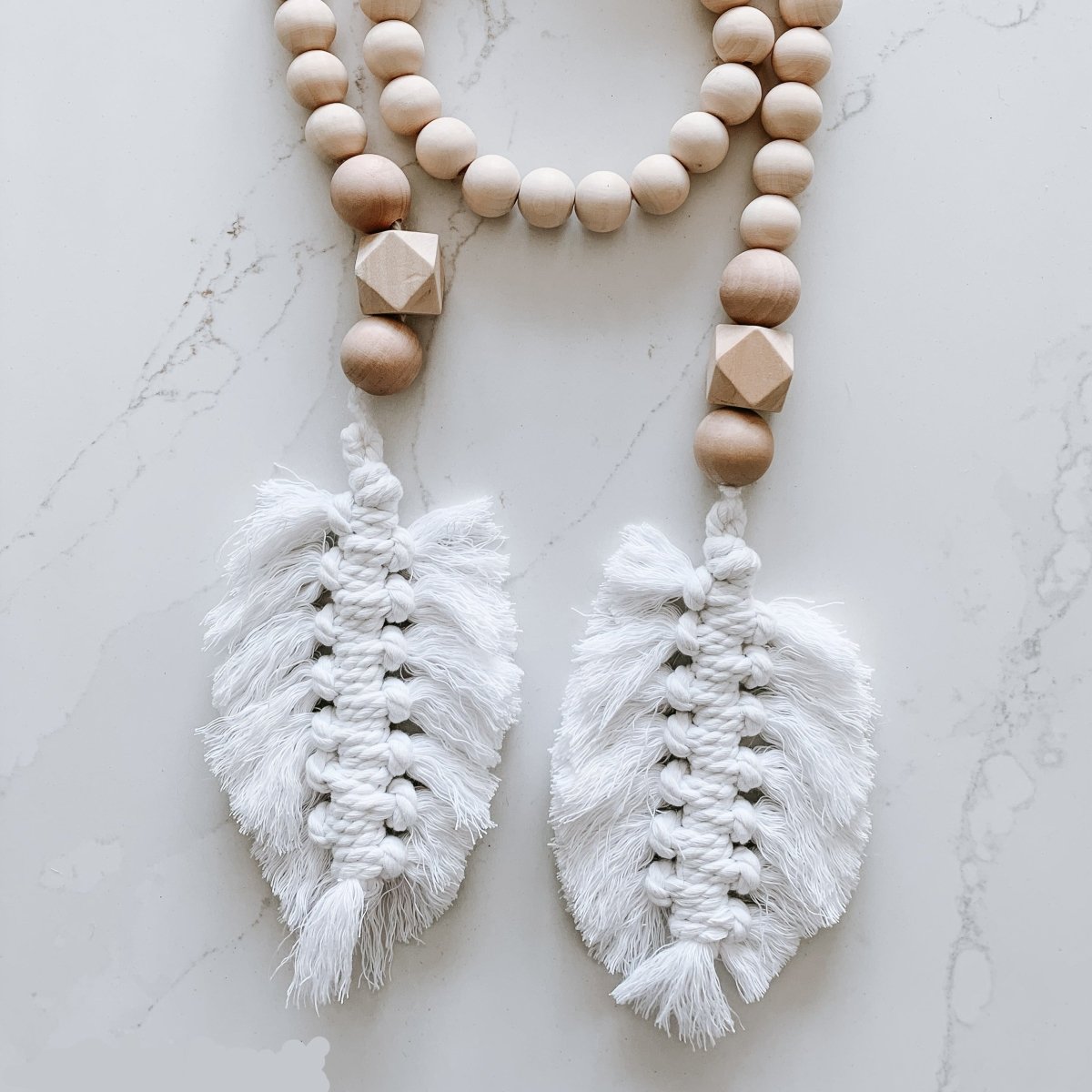 Macrame Feather Bead Garland - sonder and wolf