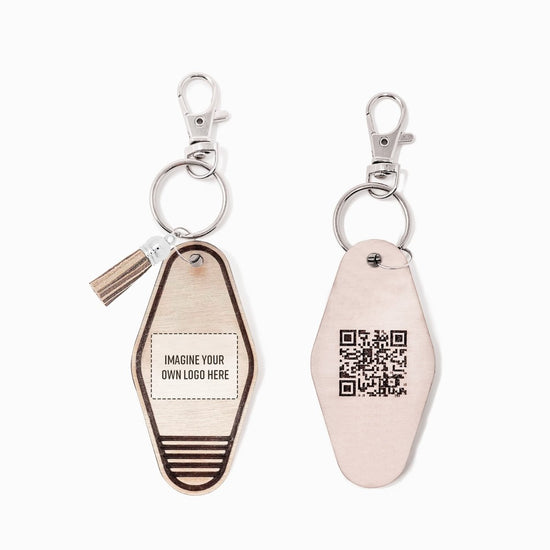 Personalized Business Retro Motel Keychain with QR Code - sonder and wolf