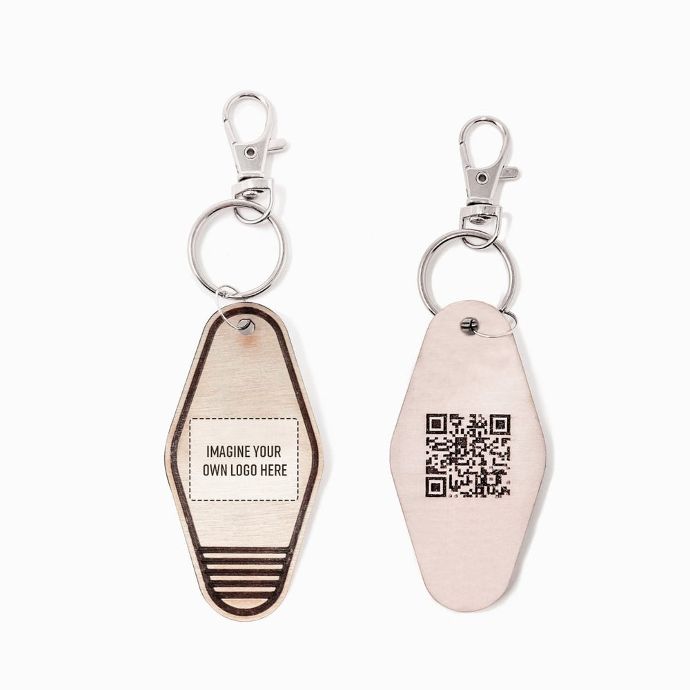 Personalized Business Retro Motel Keychain with QR Code - sonder and wolf