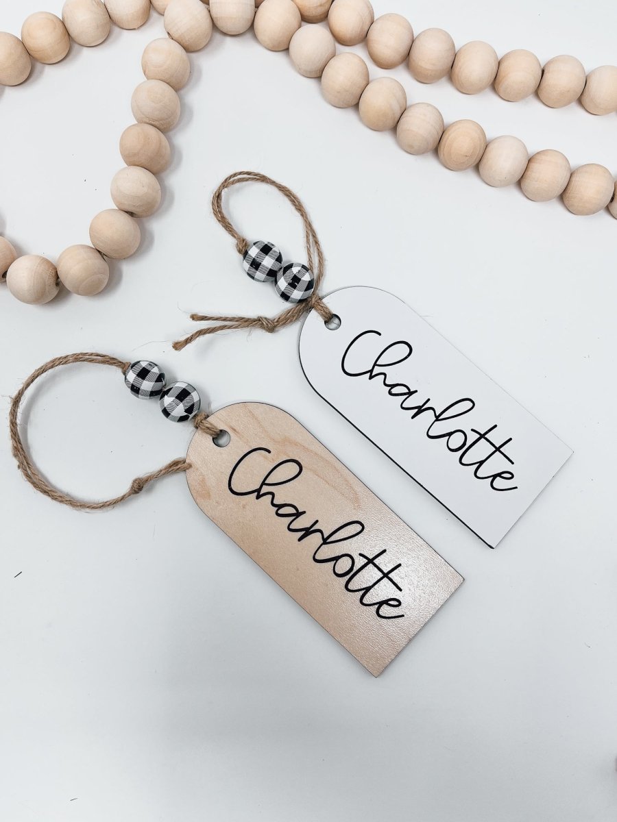 Personalized Engraved Wood Name Tags - sonder and wolf