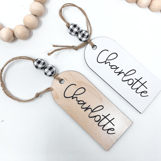 Load image into Gallery viewer, Personalized Gift Tags, Engraved Gift Tags, Wood Gift Tags, Easter Basket Tag, Custom Gift Tag, Name Gift Tag - sonder and wolf
