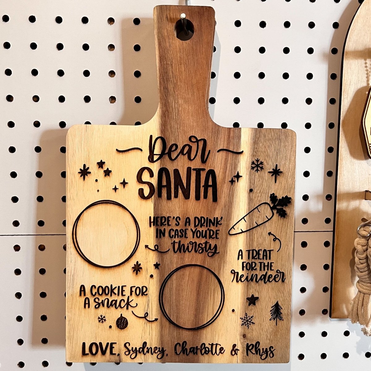 Personalized wood Santa tray cutting board - Santa treat board - sonder and wolf