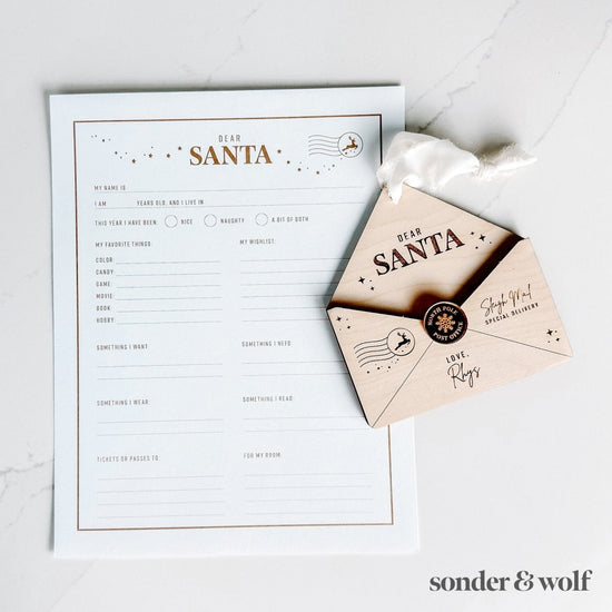 Load image into Gallery viewer, Santa Letter Wooden Envelope Custom Engraved - sonder and wolf
