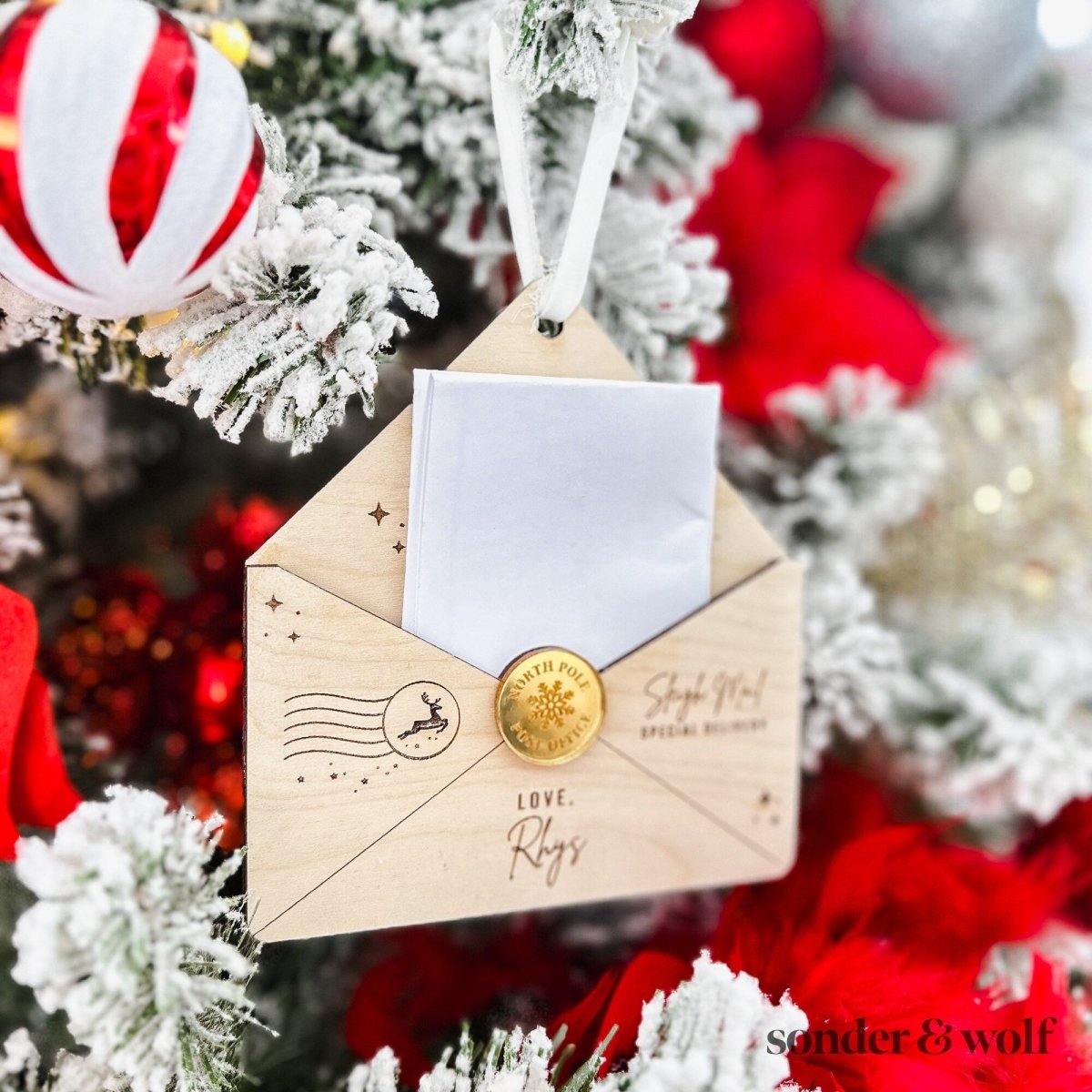 Load image into Gallery viewer, Santa Letter Wooden Envelope Custom Engraved - sonder and wolf
