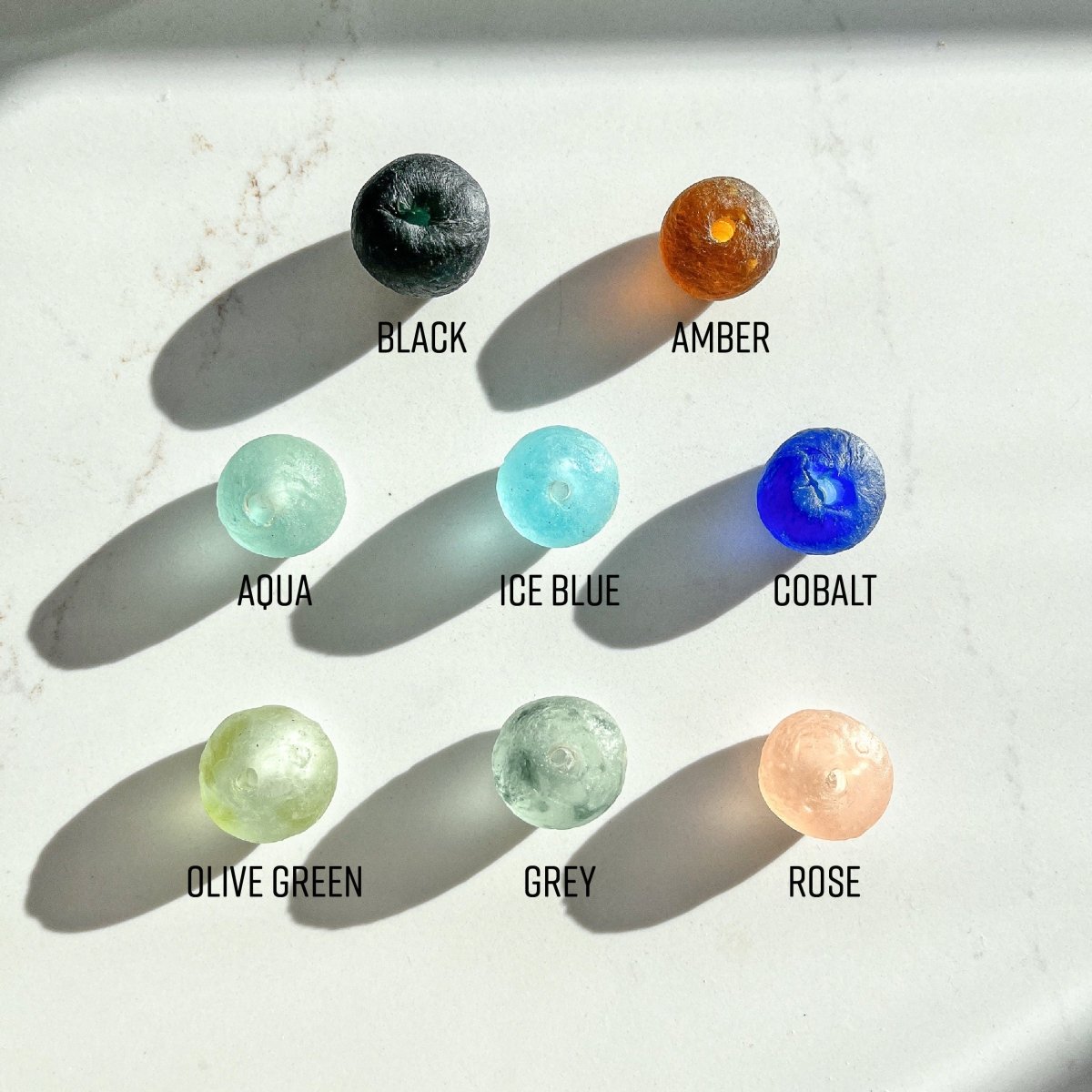 Whitewashed Wood Bead Garland with Multi-colored Recycled Glass Beads - sonder and wolf