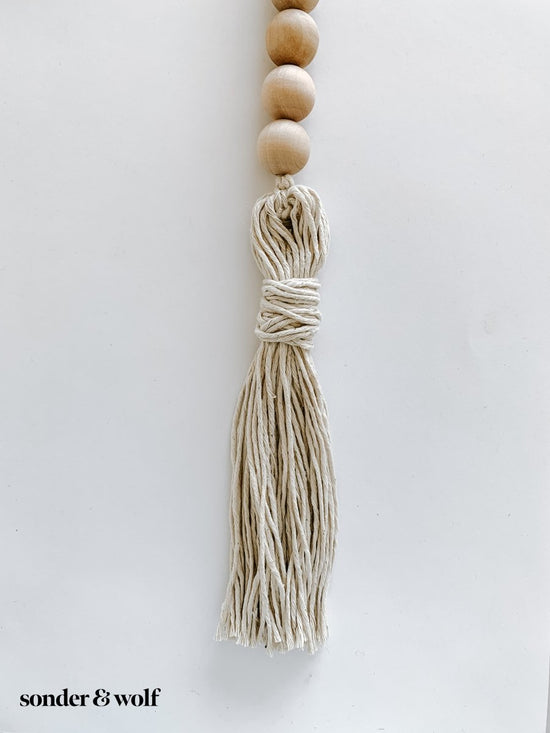 Wood Bead Garland with 6-inch Cotton Tassels - sonder and wolf