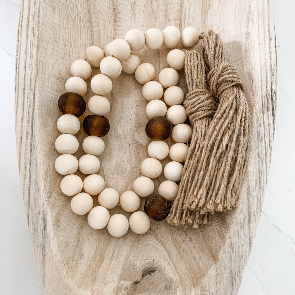 Wood Bead Garland with Amber Recycled Glass Beads – sonder and wolf