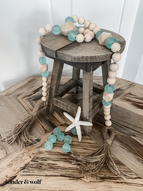 Wood Bead Garland with Grey Recycled Glass Beads – sonder and wolf