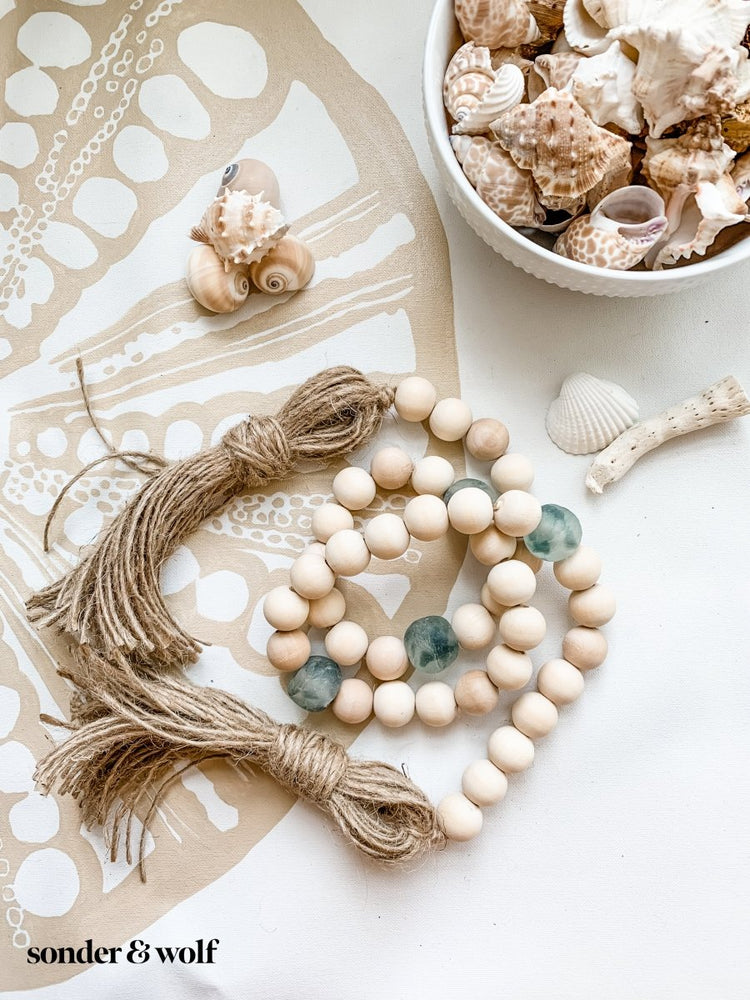 
                  
                    Wood Bead Garland with Grey Recycled Glass Beads - sonder and wolf
                  
                